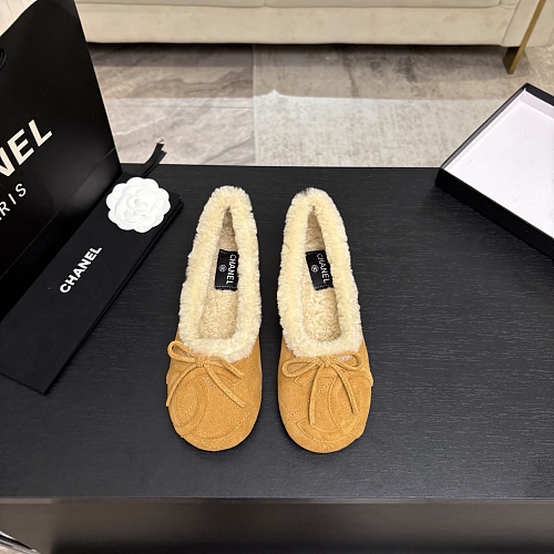 Faux Shearling Lined Suede Bow Flat Slippers