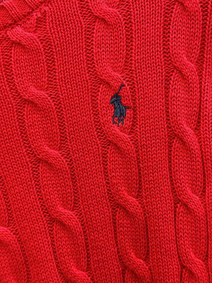 Preppy Cable Knit Ribbed Hem Crew Neck Cotton Sweater