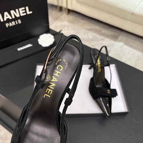 Black Suede Pointed Toe Slingback Pumps With Bow Detail