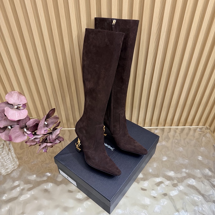 Pointed Toe Suede High Heel Boots