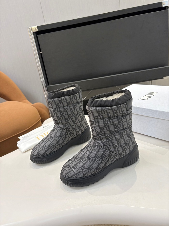 Monogram Pattern Waterproof Winter Snow Boots With Thick Sole