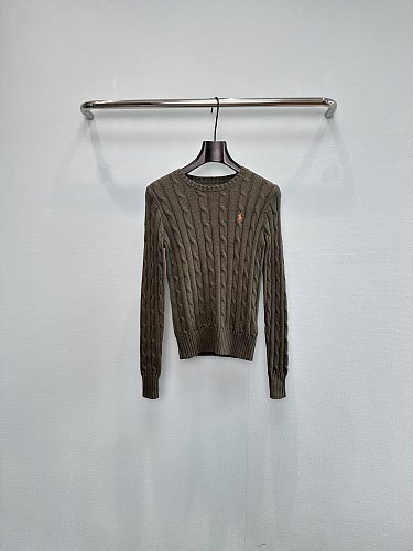 Preppy Cable Knit Ribbed Hem Crew Neck Pullover Sweater