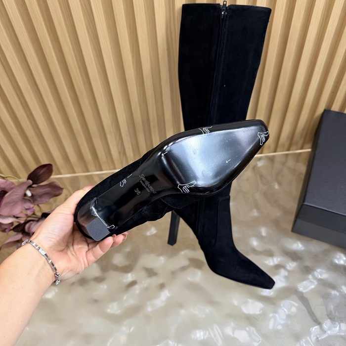 Suede Pointed Toe Stiletto High Heel Knee High Boots