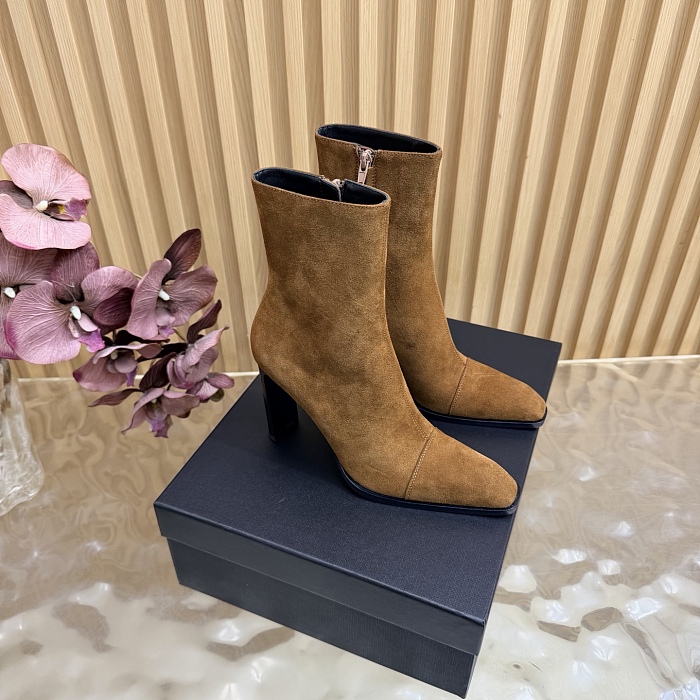 Suede Pointed Toe High Heel Ankle Boots