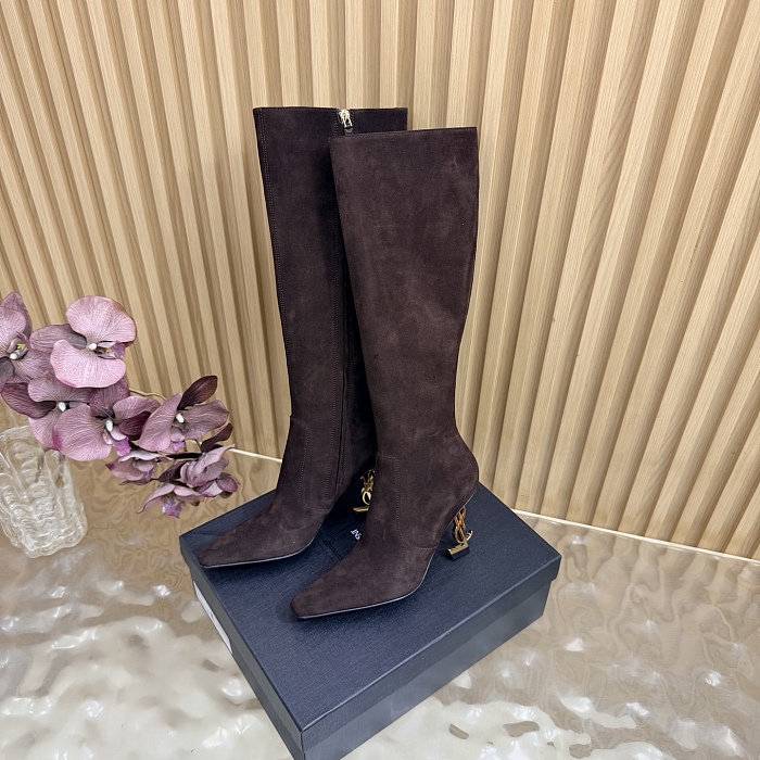 Pointed Toe Suede High Heel Boots