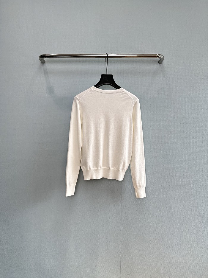 Classic Embroidered Icon Lightweight Pima Cotton Knit Cardigan