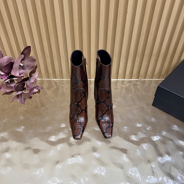 Snake Print Pointed Toe Stiletto Heeled Ankle Boots