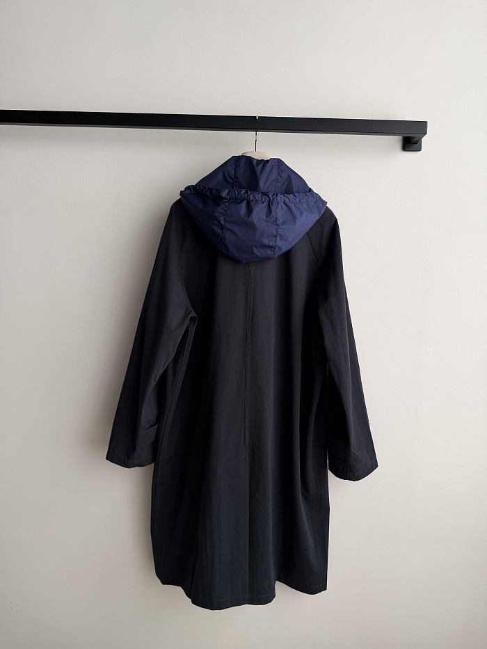 Detachable Contrast Hooded Utility Trench Coat