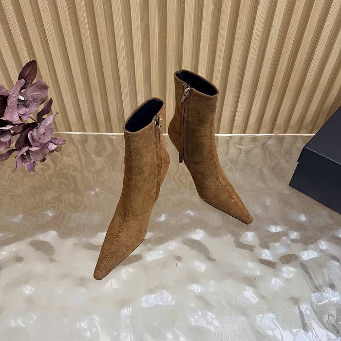Pointed Toe Suede Stiletto Heeled Ankle Boots