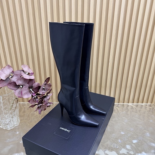 Pointed Toe Stiletto High Heel Knee High Boots With Side Zipper