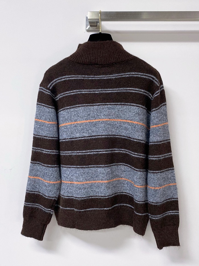 Ribbed Knit Icon Detail Slim Fit Two Tone Cardigan