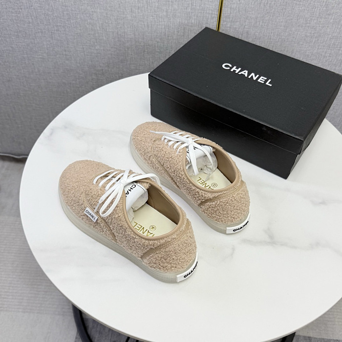Fuzzy Sherpa Lace Up Casual Sneakers With Transparent TPU Sole