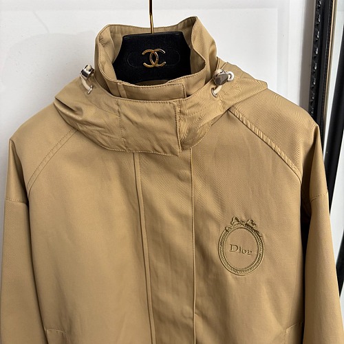 Bow Embroidered Letter Patch Detachable Hooded Windbreaker Jacket