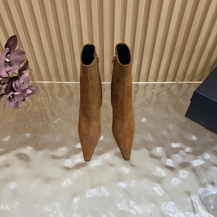 Pointed Toe Suede Stiletto Heeled Ankle Boots