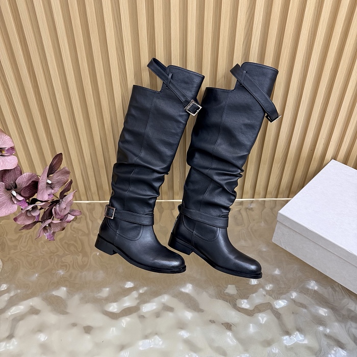 Knee High Buckled Leather Boots