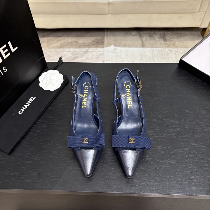 Heeled Slingback Pumps With Bow And Pointed Toe