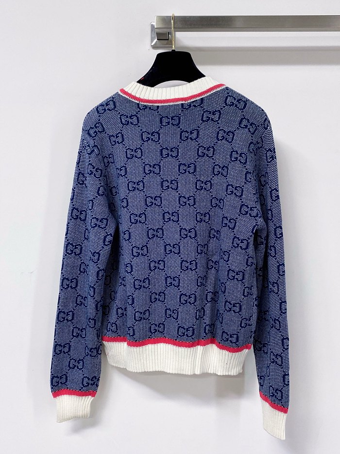 Contrast Trim V Neck Knitted Cardigan With Icon Detail