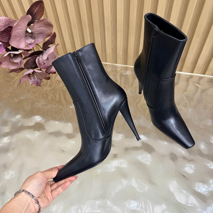 Black Pointed Toe Stiletto Heel Ankle Boots