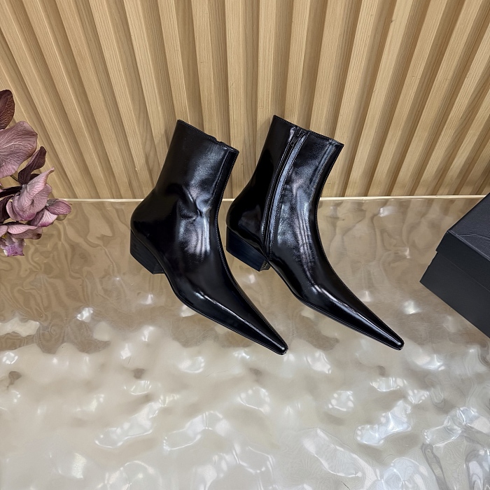 Pointed Toe Side Zip High Heel Ankle Boots
