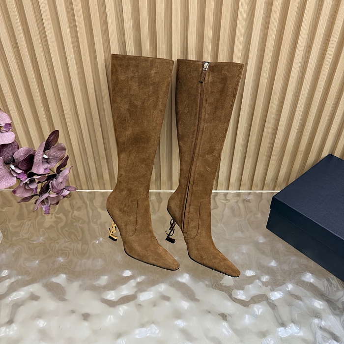 Suede Pointed Toe Stiletto High Heel Knee High Boots