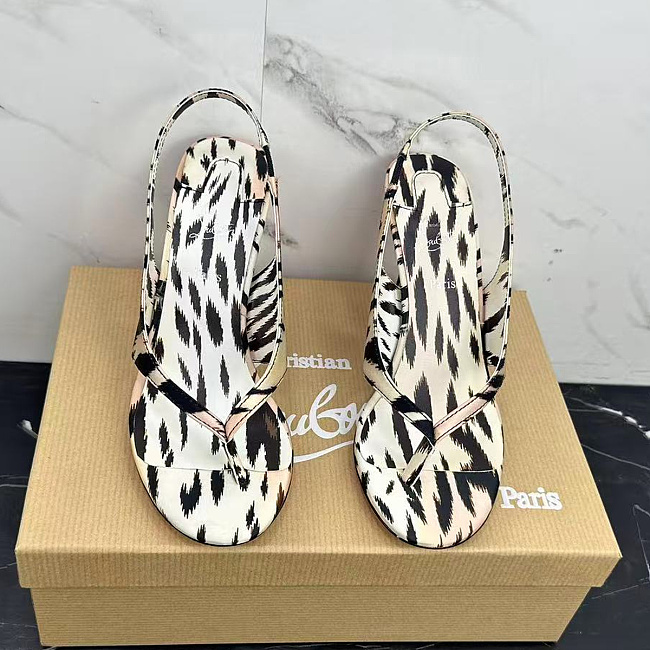 Heeled Animal Print Slingback Sandals