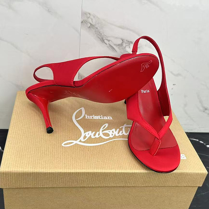Red Satin Stiletto High Heel Slingback Sandals