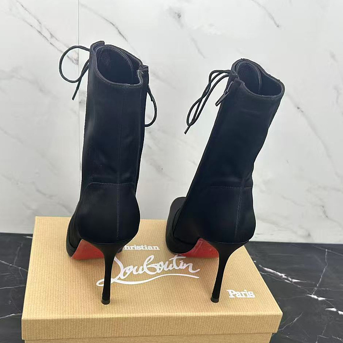 Black Lace Up Heeled Boots