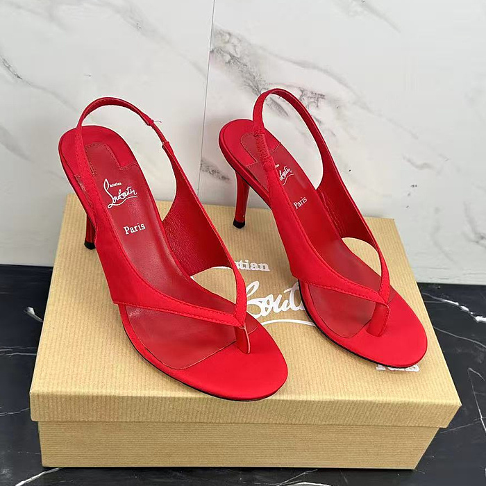 Red Satin Stiletto High Heel Slingback Sandals