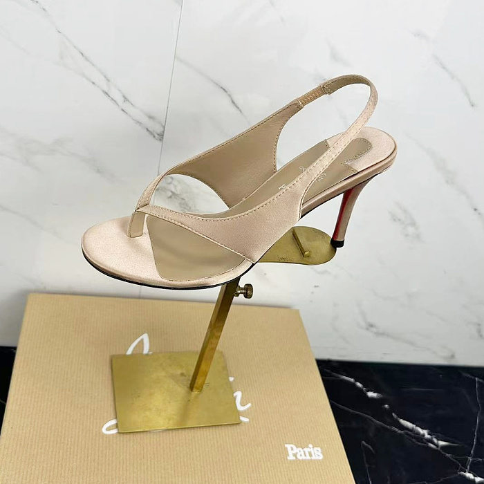 Heeled Satin Thong Slingback Sandals