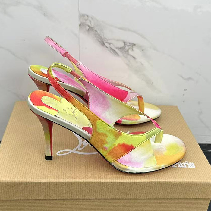 Multicolor Tie Dye Print Stiletto High Heel Slingback Sandals