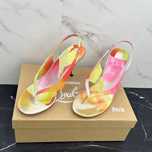 Multicolor Tie Dye Print Stiletto High Heel Slingback Sandals