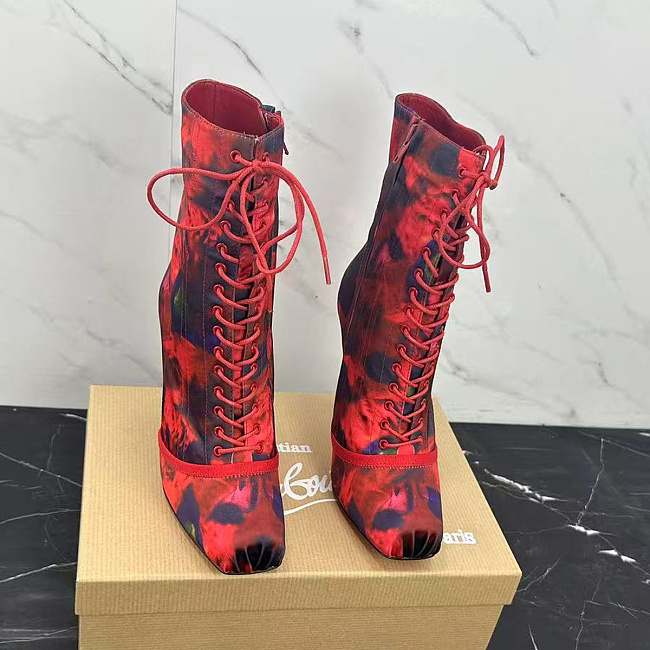 Colorblock Stiletto High Heel Lace-Up Boots