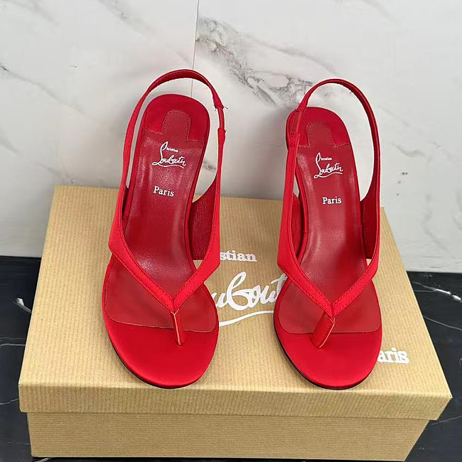 Red Satin Stiletto High Heel Slingback Sandals