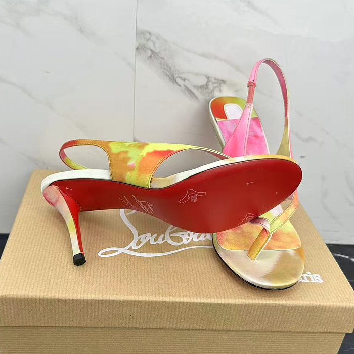 Multicolor Tie Dye Print Stiletto High Heel Slingback Sandals