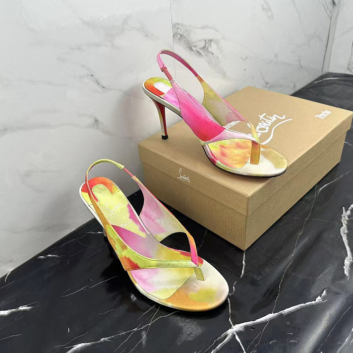Multicolor Tie Dye Print Stiletto High Heel Slingback Sandals