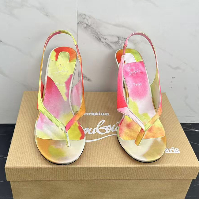Multicolor Tie Dye Print Stiletto High Heel Slingback Sandals