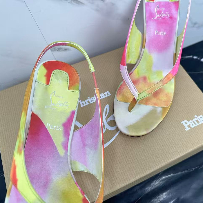 Multicolor Tie Dye Print Stiletto High Heel Slingback Sandals