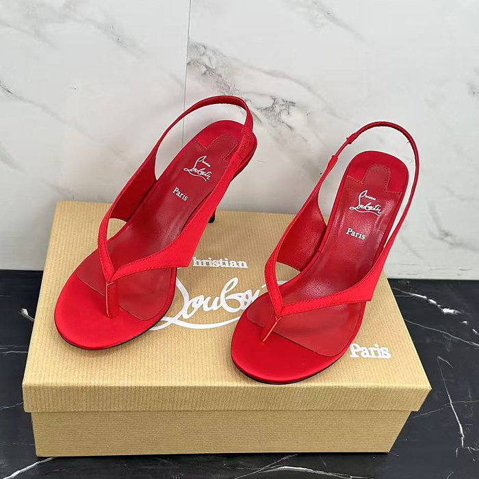 Red Satin Stiletto High Heel Slingback Sandals
