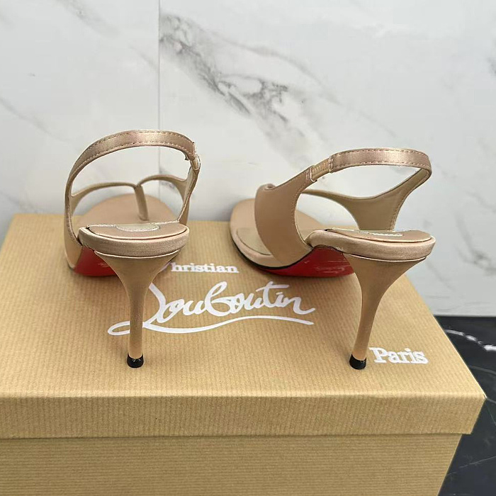 Heeled Satin Thong Slingback Sandals