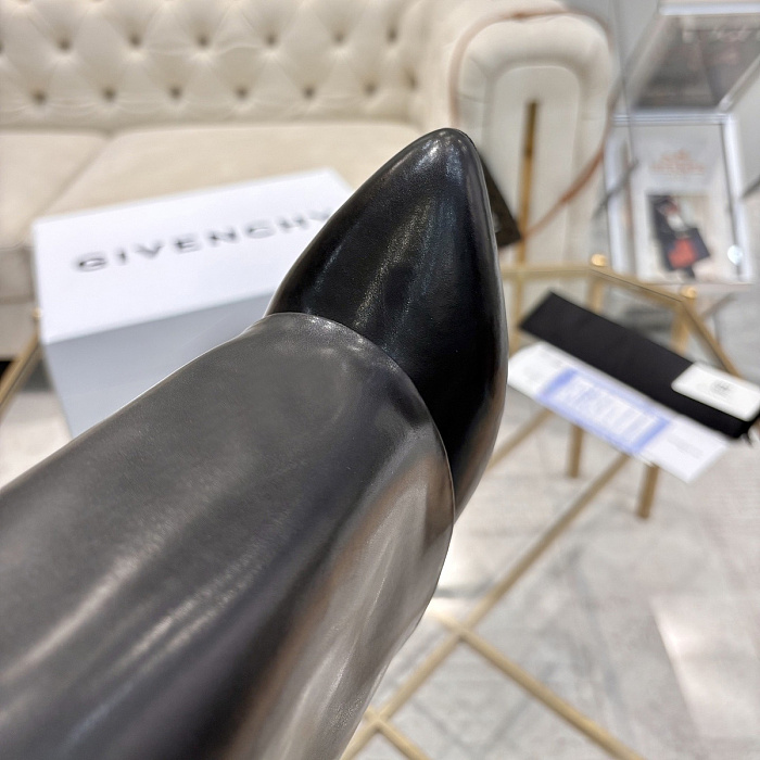Metal Buckle Pointed Toe Wedge Boots