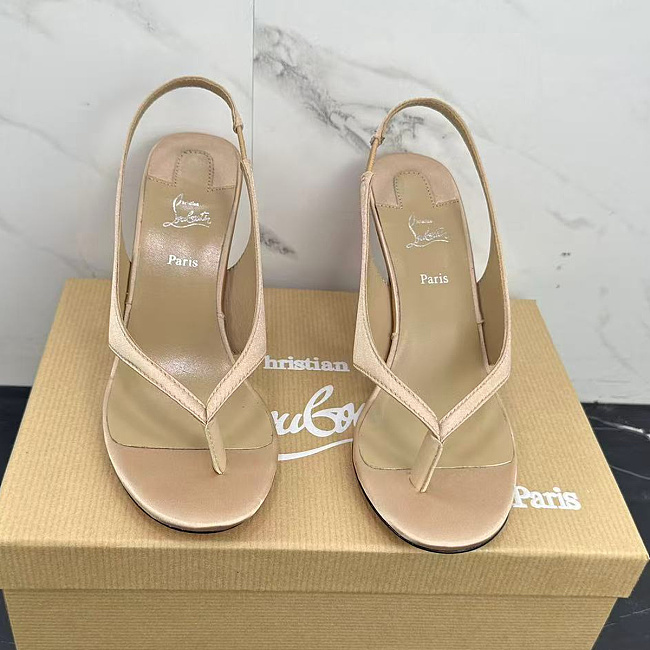 Heeled Satin Thong Slingback Sandals
