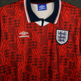 1994 England Away Red Retro Soccer Jersey