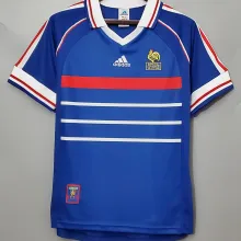 1998 France Home Blue Retro Soccer Jersey有右胸小字