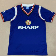 1984 M Utd Away Blue Retro Soccer Jersey