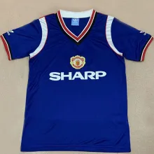 1984 M Utd Away Blue Retro Soccer Jersey