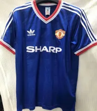 1986-1988 M Utd Away Blue Retro Soccer Jersey