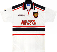 1998/99 M Utd Away White Retro Soccer Jersey