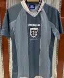 1996 England Away Grey Retro Soccer Jersey