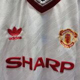 1986-1988 M Utd Away White  Long Sleeve Retro Soccer Jersey