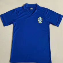 1957 Brazil Away Blue Retro Soccer Jersey